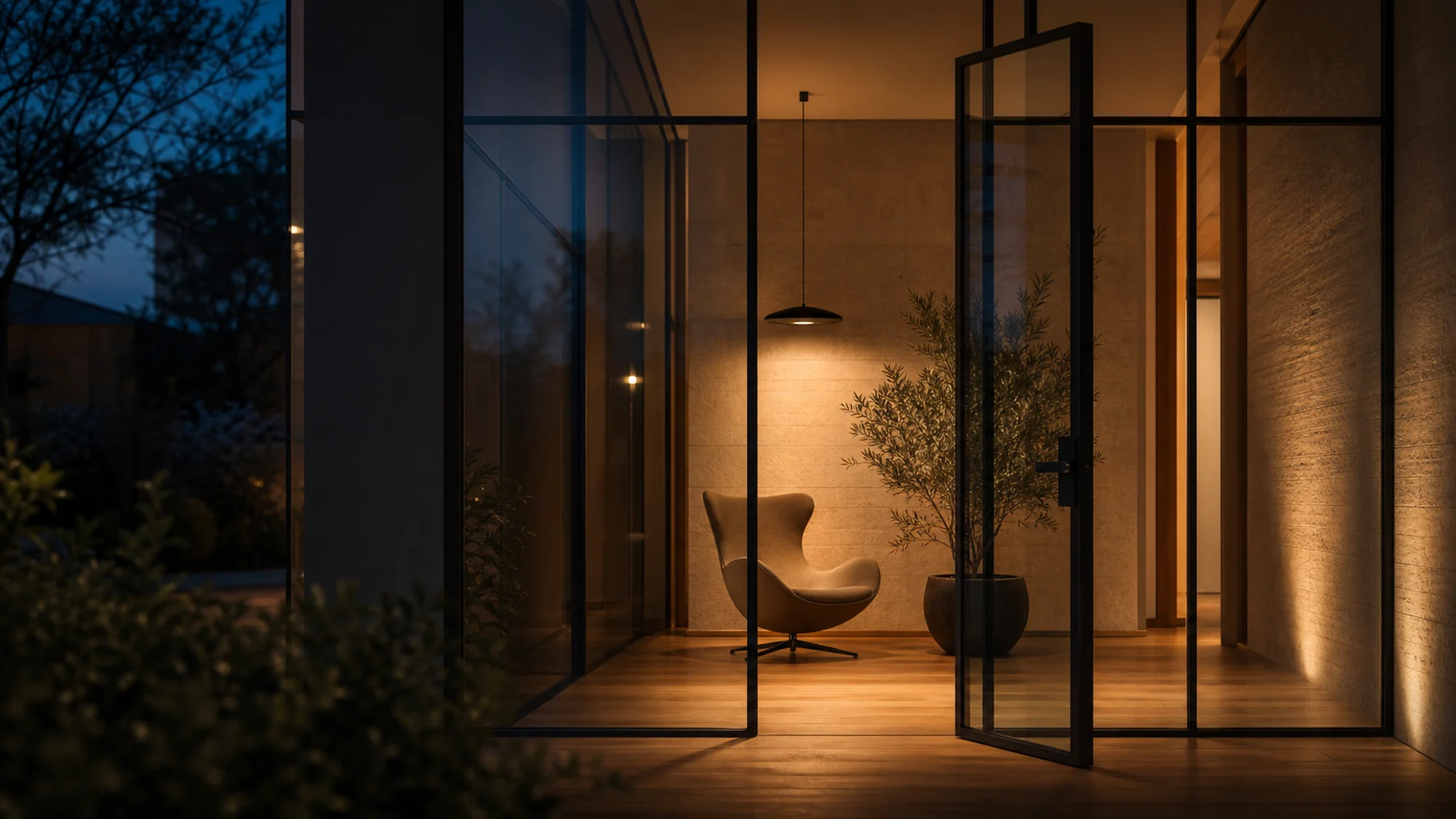 BE-SLIM slimline glass partition in a residential interior