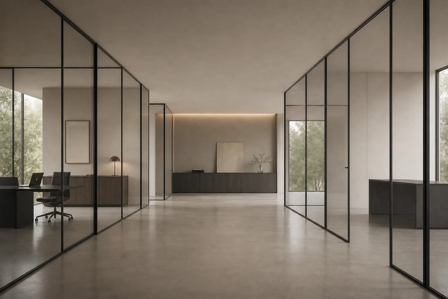 BE-SLIM slimline aluminium profiles against the heavy wall
