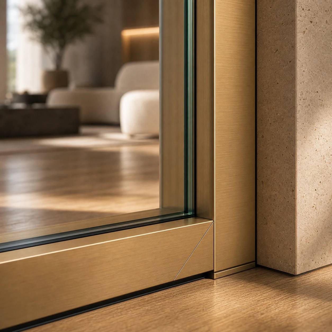 Brushed gold frame finish