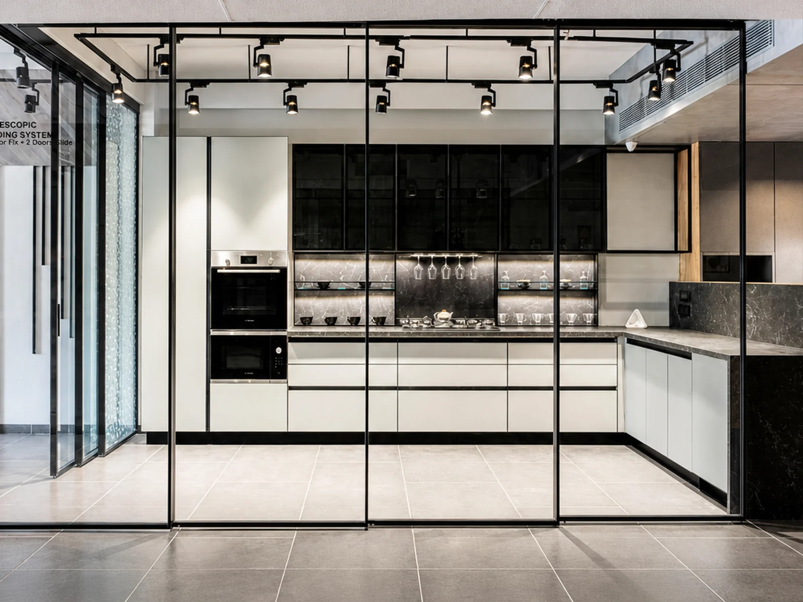 Telescopic Sliding system in a boardroom